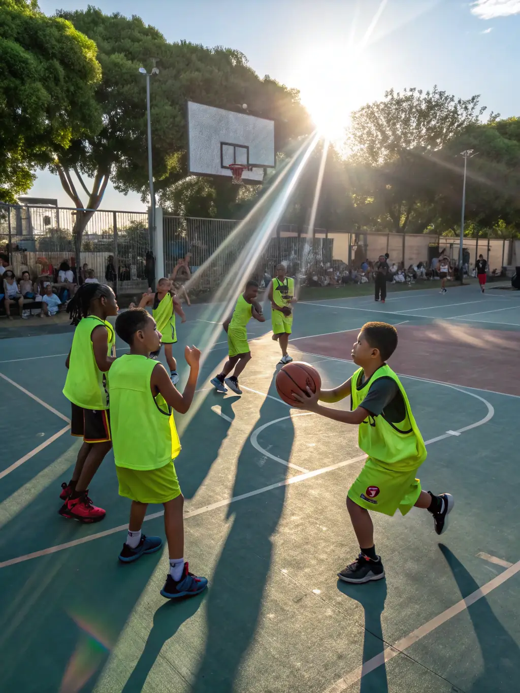 A group of students participating in a basketball training session at ASC ASSOC SPORTIVE CULTURELLE LPA ST FLOUR, focusing on teamwork and skill development.