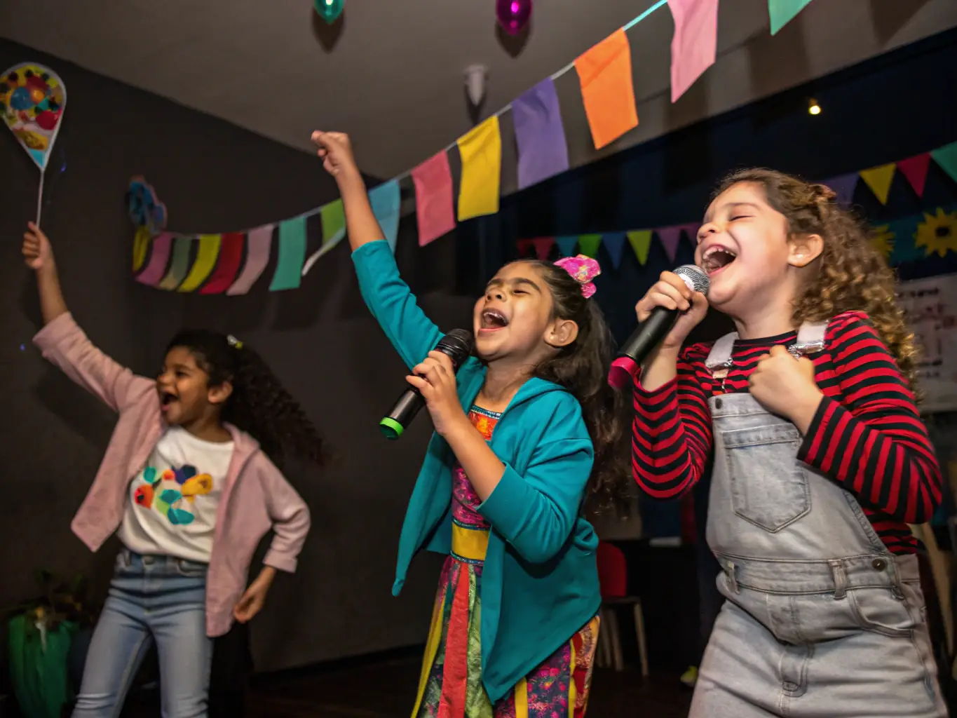 A vibrant scene of children engaged in a dance workshop, learning new moves and expressing themselves creatively, with a focus on cultural appreciation.